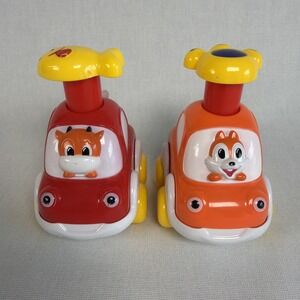 Silly Racers from The Manhattan Toy Company Lot Of 2 Push & Go Cars Red Orange